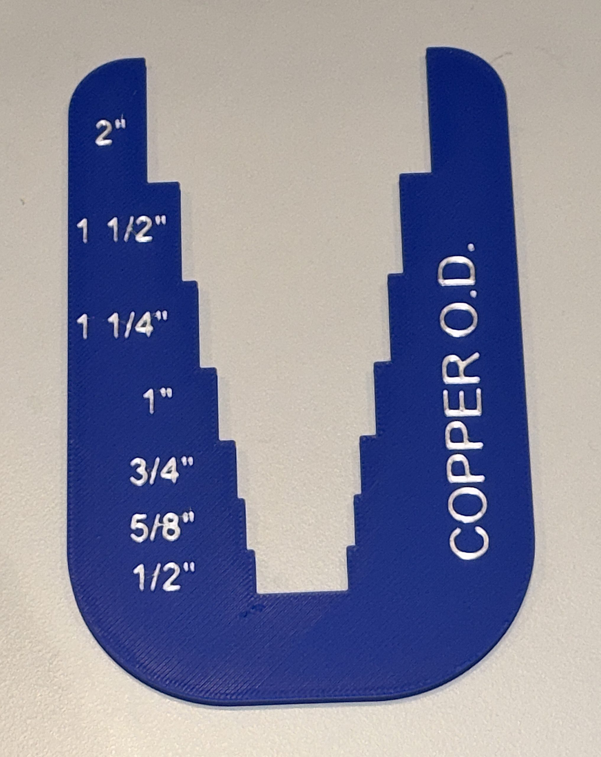 COPPER PIPE DIAMETER SIZES MEASURING TEMPLATE TOOL - 1/2" THRU 2" O.D. COPPER